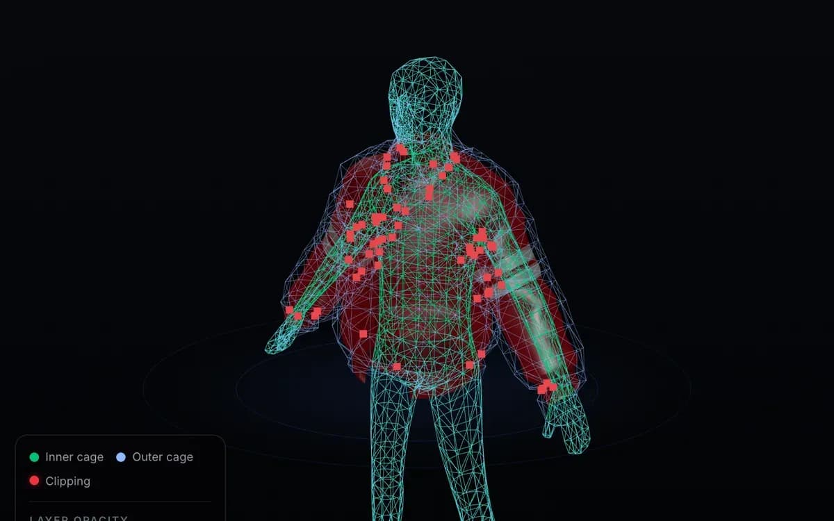 X-ray view of a Roblox layered clothing model with the inner and outer cage wireframes shown over the garment