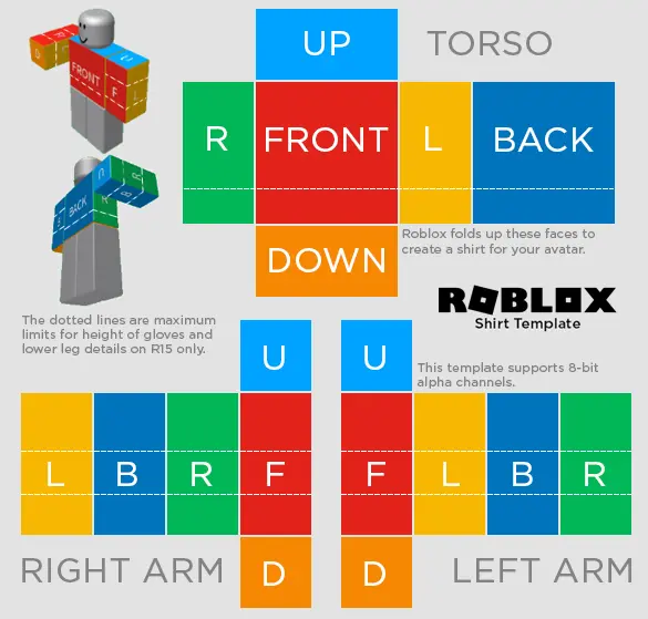 Standard Roblox shirt template 585x559